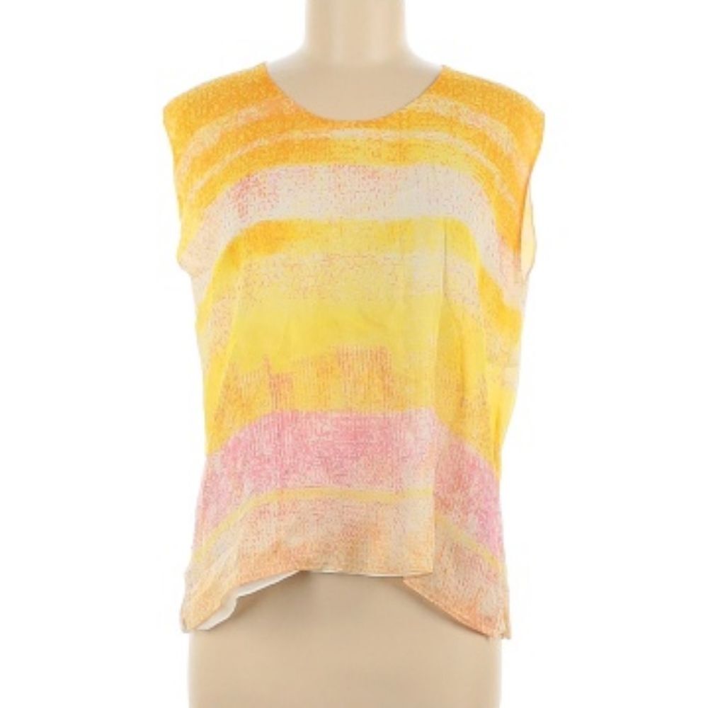 SHAMASK Blouse Silk Sleeveless Summer Resort Contemporary Lagenlook Sz: 1 (US 6)